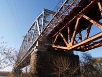 Eisenbahnbrücke über den Fluss Pripjat