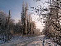 Der Wintermorgen in Tschernobyl