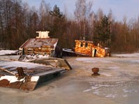 Der Wintermorgen am Schiffsfriedhof von Tschernobyl