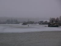Der Wintermorgen am Schiffsfriedhof von Tschernobyl