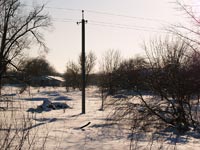 Winter im Dorf Tscherewatsch am Fluss Usch